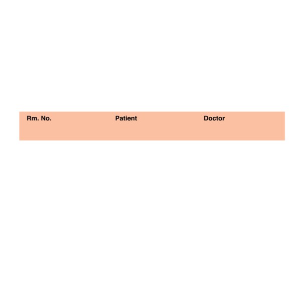 Printed Chart Tape - Rm No Patient Doctor 1/2" Salmon w/Black